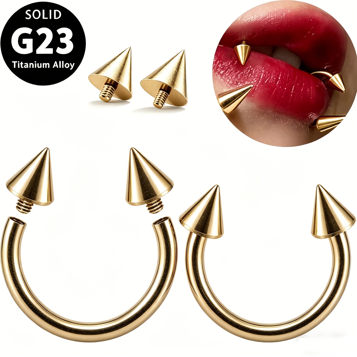 2pcs Minimalist G23 Titanium Horseshoe Piercing Ring Set